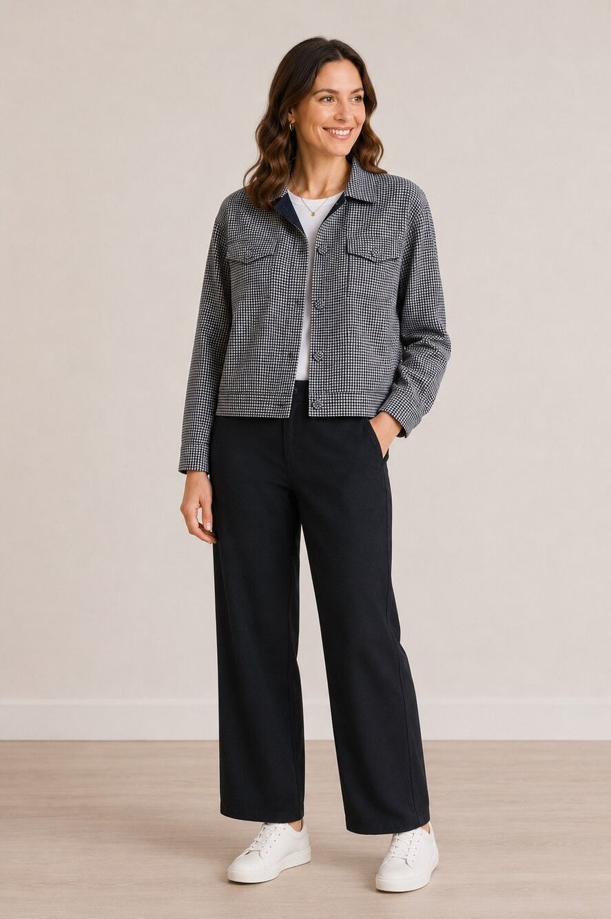 Cupcakes and Cashmere Houndstooth Cropped Jacket Wool Blend Lined Large